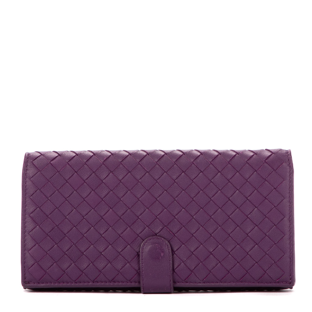 Wallet Double side Purple Intrecciato Leather