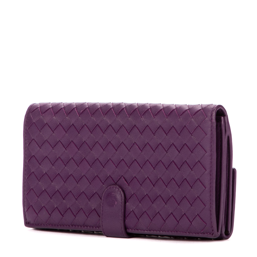 Wallet Double side Purple Intrecciato Leather