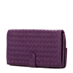 Wallet Double side Purple Intrecciato Leather