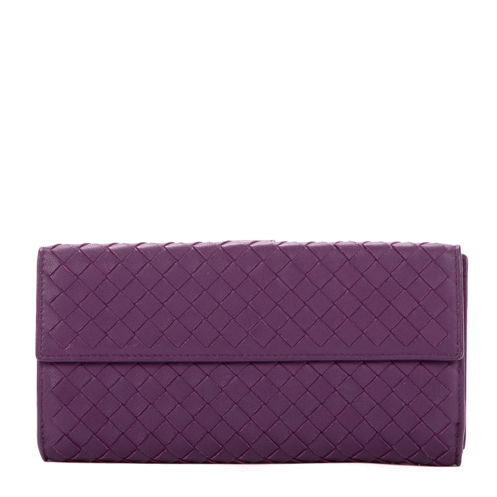 Wallet Double side Purple Intrecciato Leather
