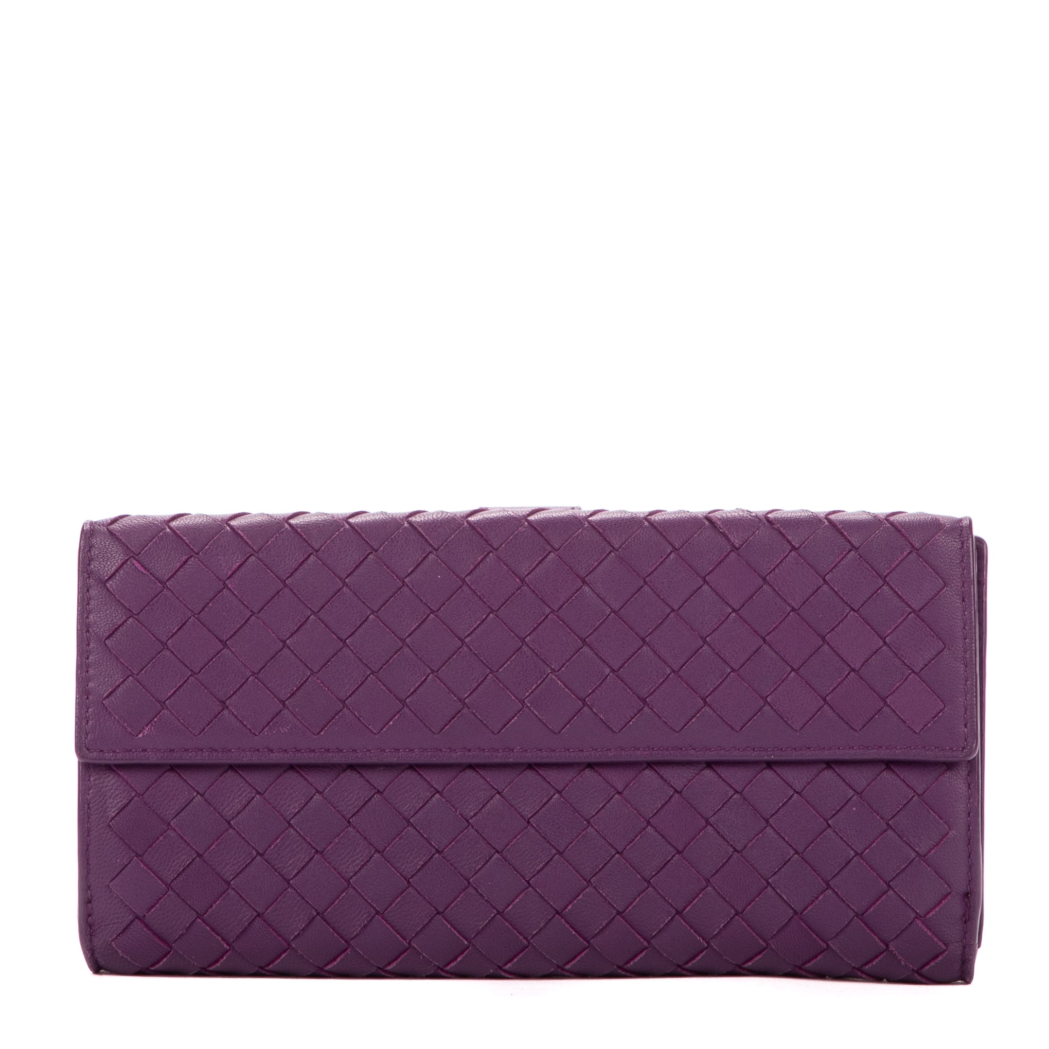 Wallet Double side Purple Intrecciato Leather