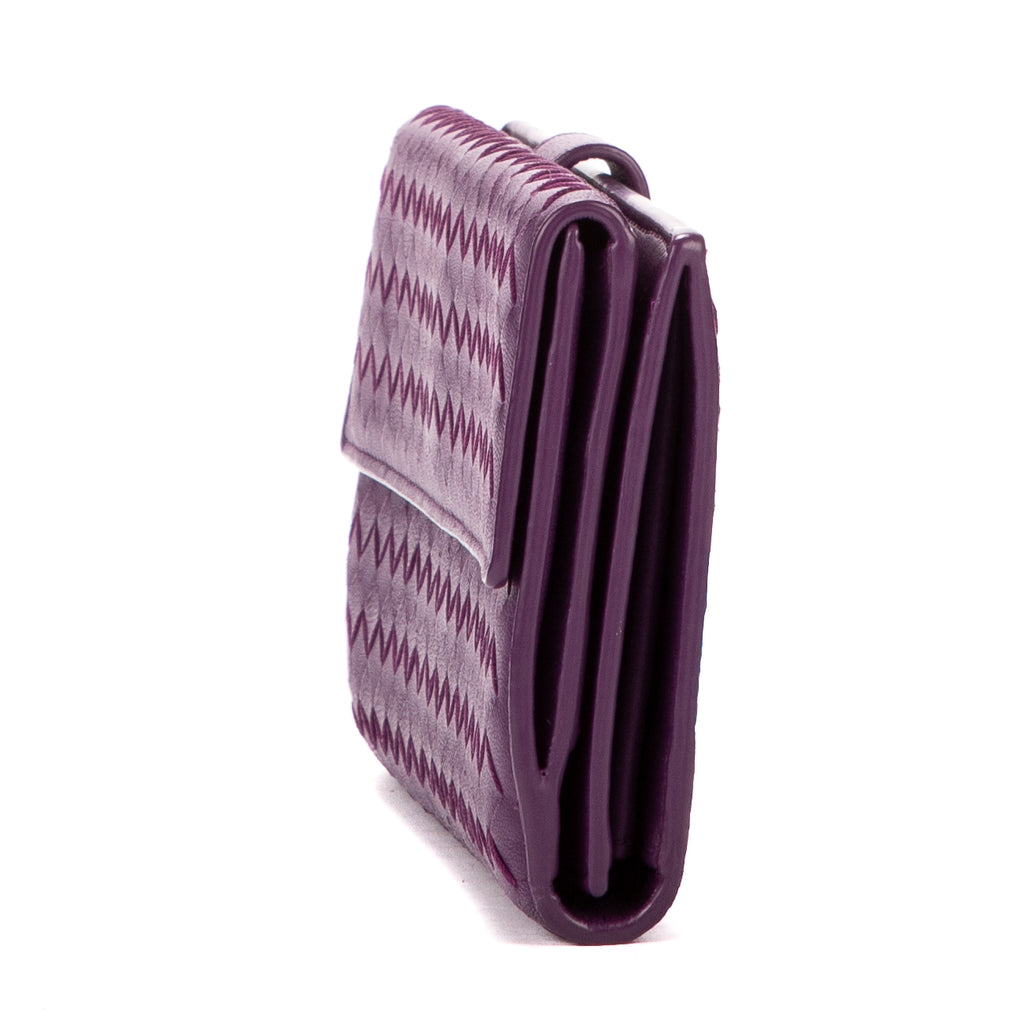 Wallet Double side Purple Intrecciato Leather