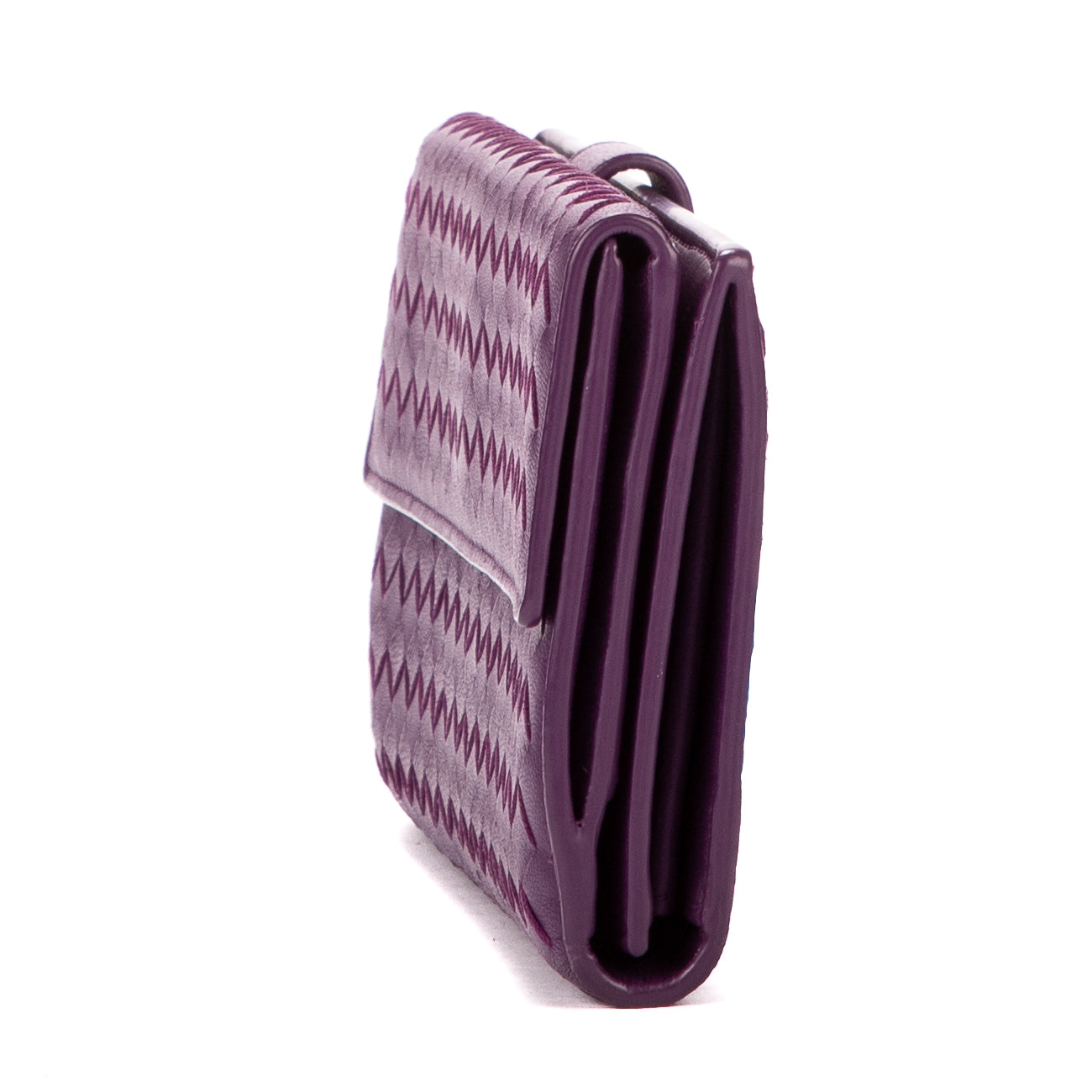 Wallet Double side Purple Intrecciato Leather