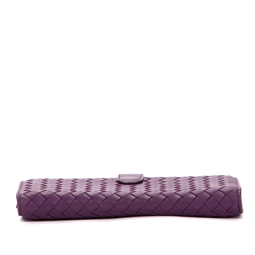 Wallet Double side Purple Intrecciato Leather
