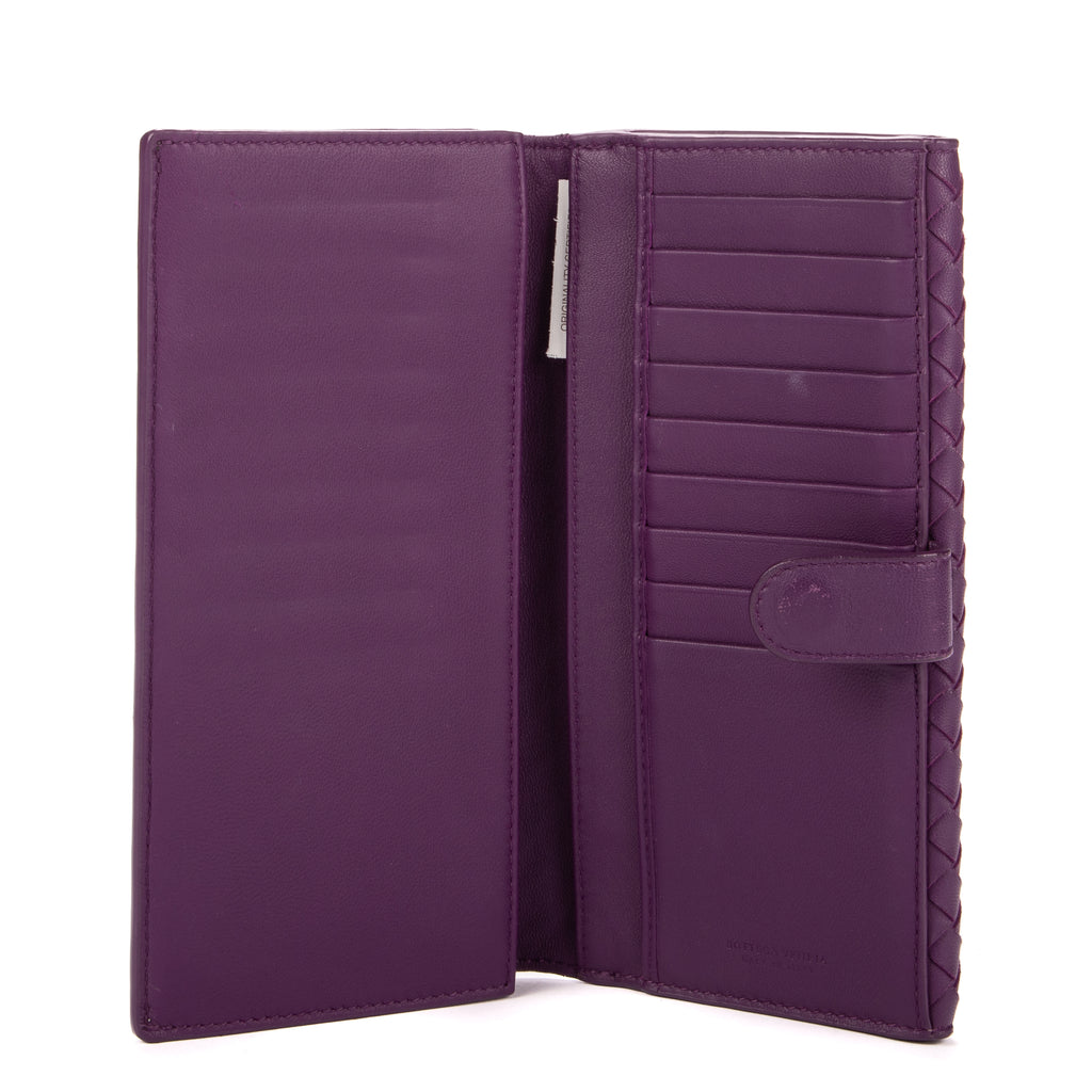 Wallet Double side Purple Intrecciato Leather
