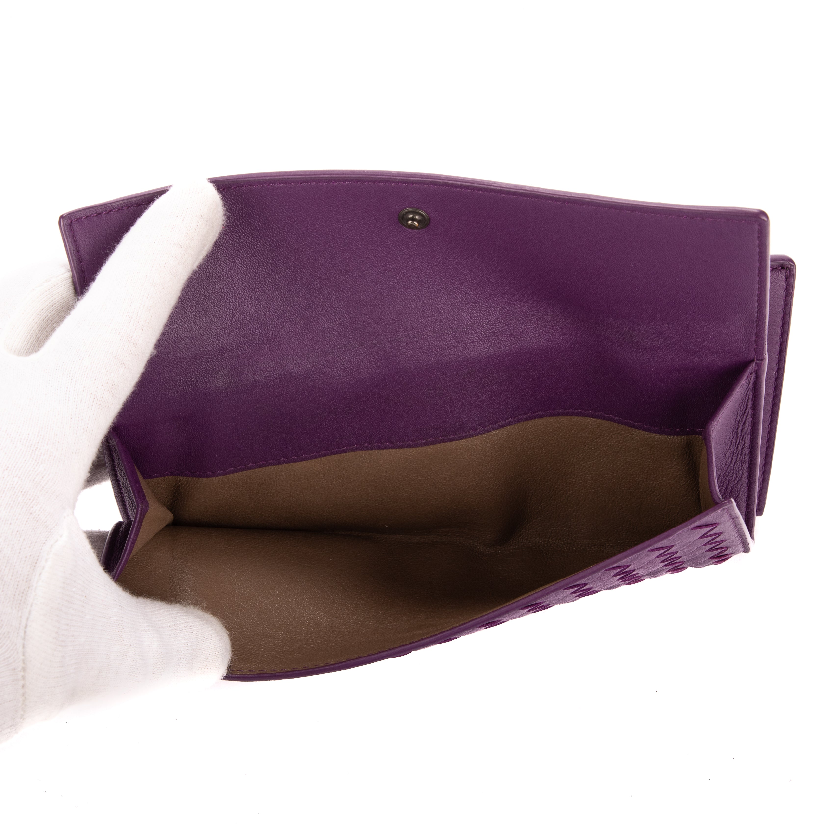 Wallet Double side Purple Intrecciato Leather