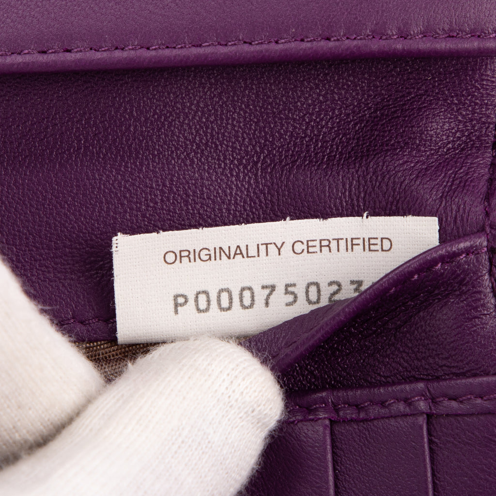Wallet Double side Purple Intrecciato Leather