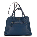 Handbag Front zip tote Blue Saffiano Leather