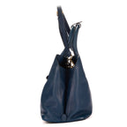 Handbag Front zip tote Blue Saffiano Leather