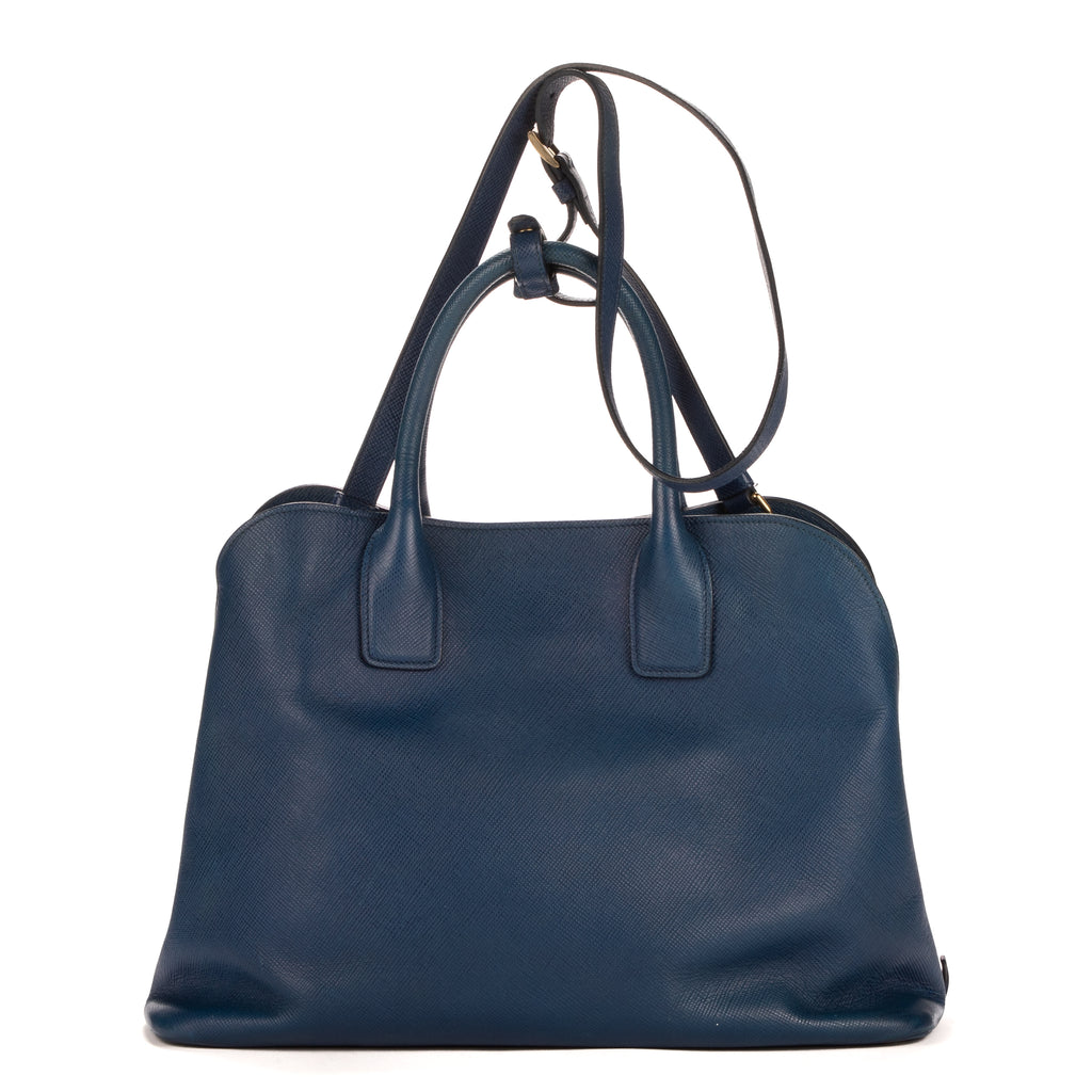 Handbag Front zip tote Blue Saffiano Leather