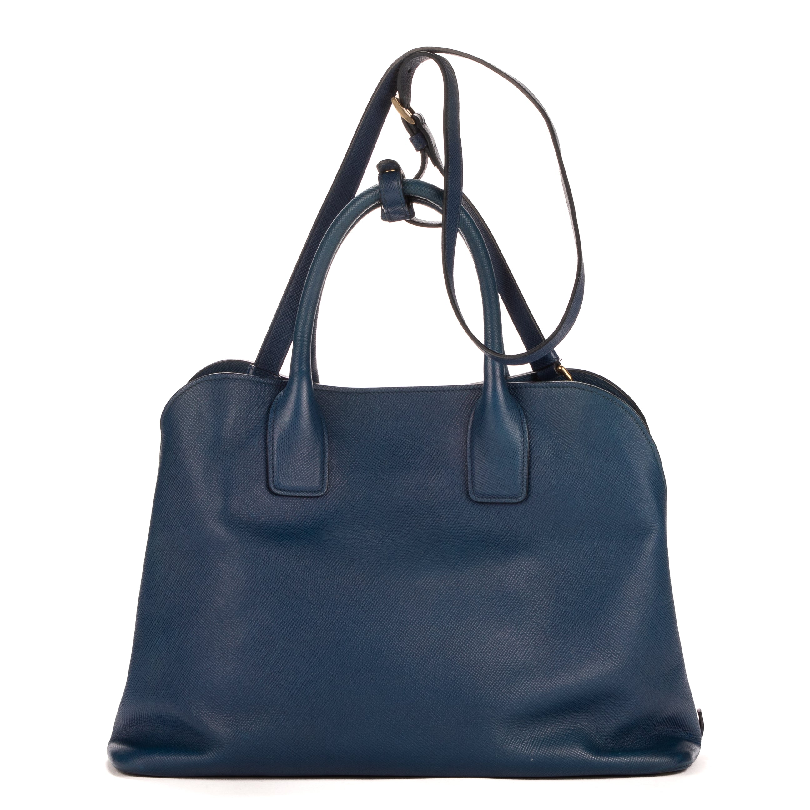 Handbag Front zip tote Blue Saffiano Leather