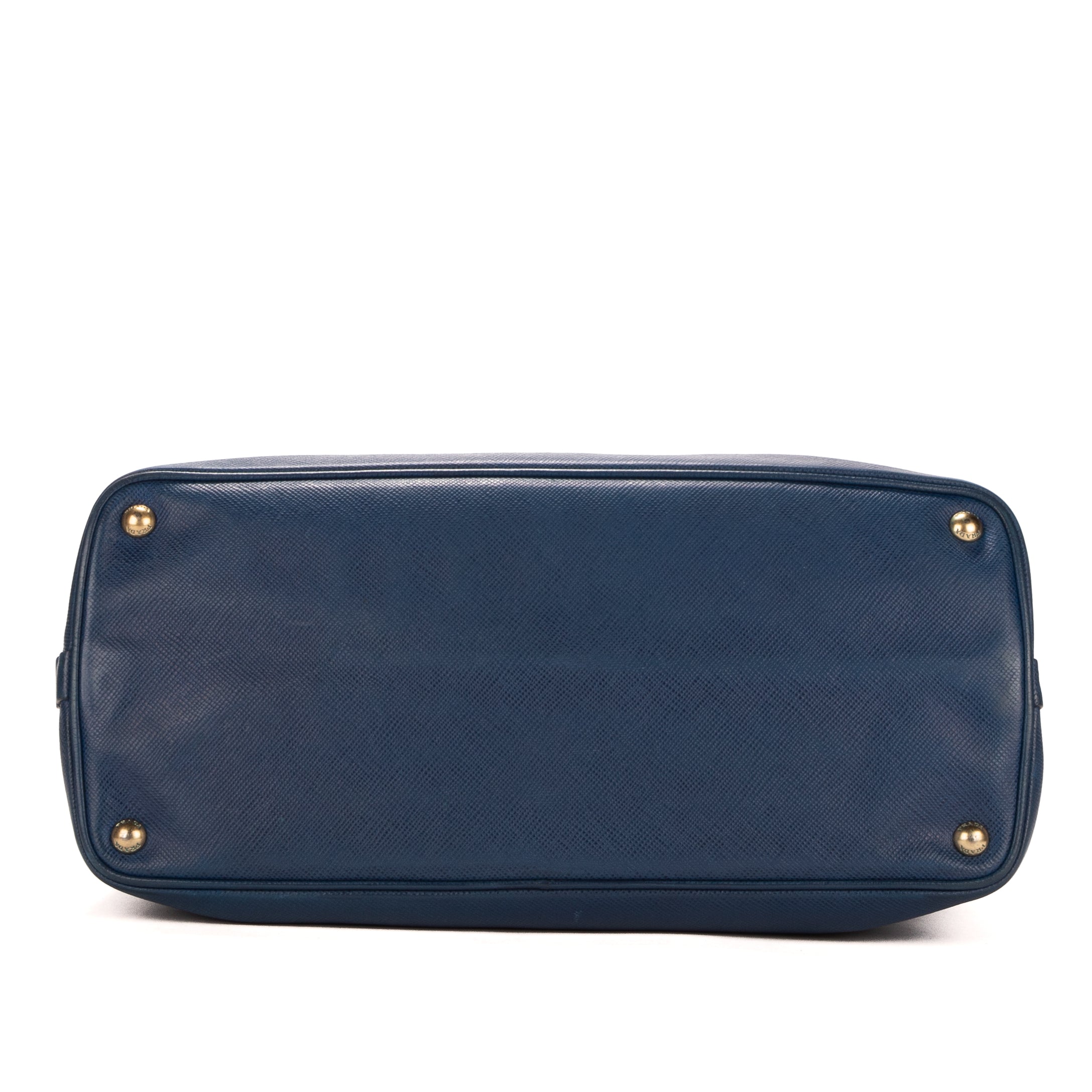 Handbag Front zip tote Blue Saffiano Leather