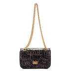 Shoulder Bag Mini 2.55 Graffiti Mini Black Croc Embossed Leather