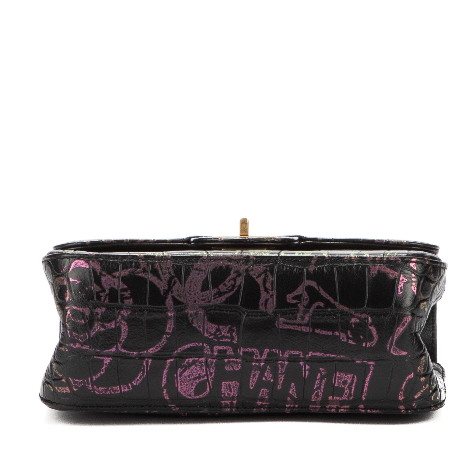 Shoulder Bag Mini 2.55 Graffiti Mini Black Croc Embossed Leather