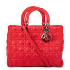 Shoulder Bag Lady Large Red Cannaged Calfskin Leather