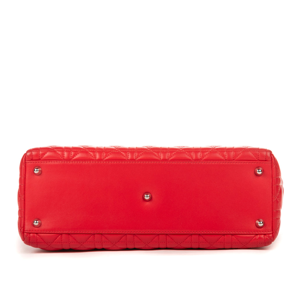 Shoulder Bag Lady Large Red Cannaged Calfskin Leather