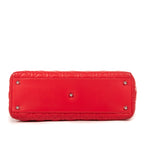 Shoulder Bag Lady Large Red Cannaged Calfskin Leather