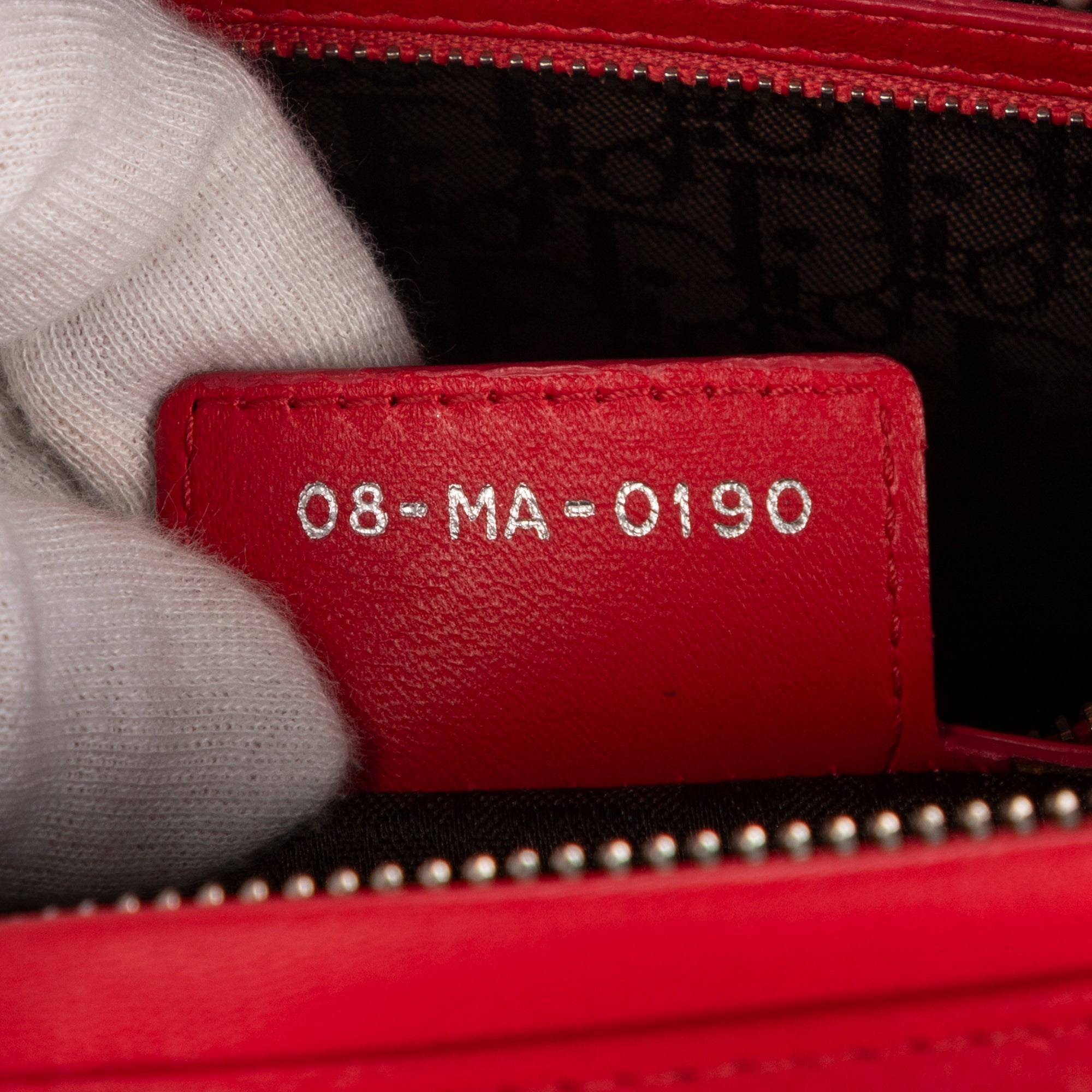 Shoulder Bag Lady Large Red Cannaged Calfskin Leather