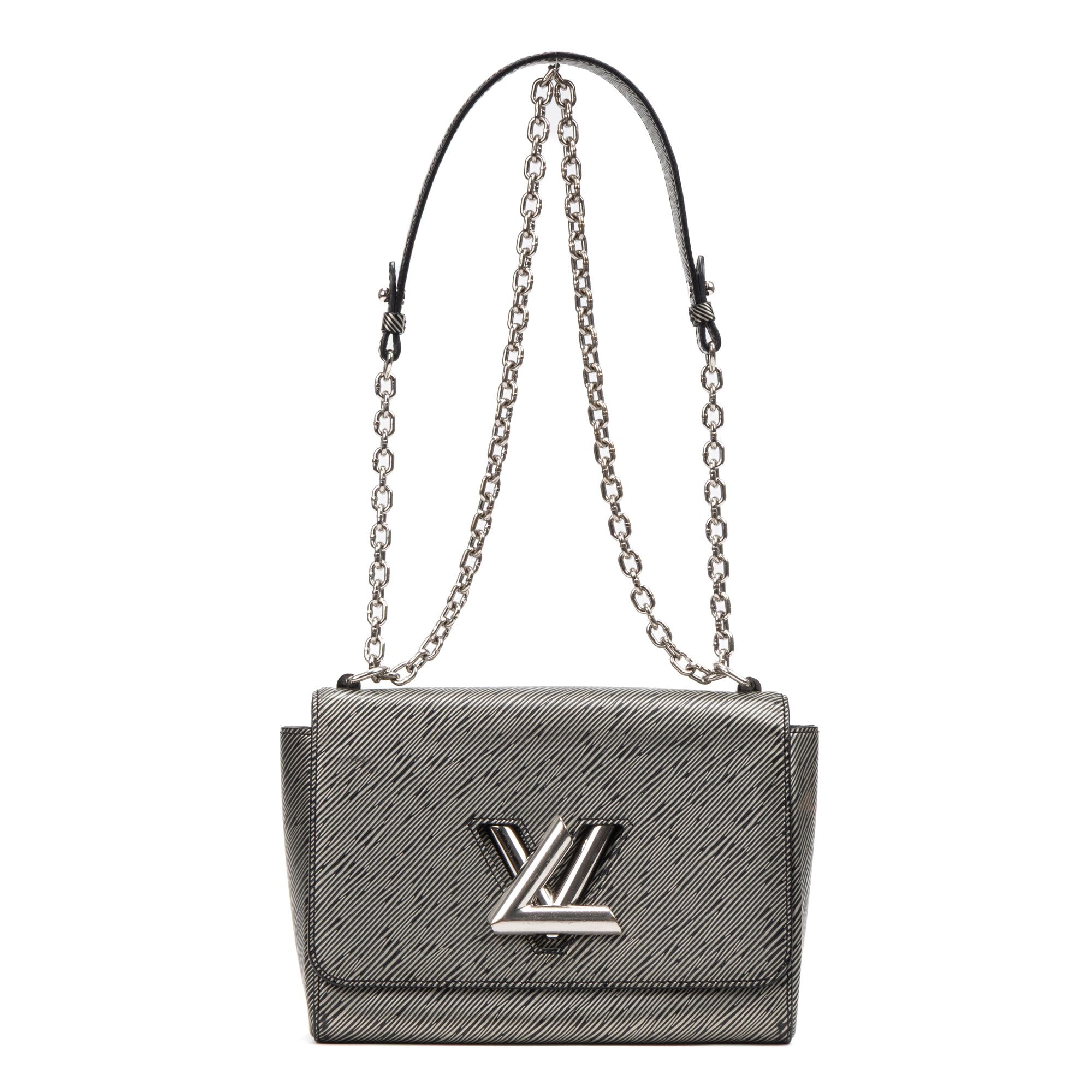 Shoulder Bag Twist MM Silver Denim Epi