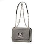 Shoulder Bag Twist MM Silver Denim Epi