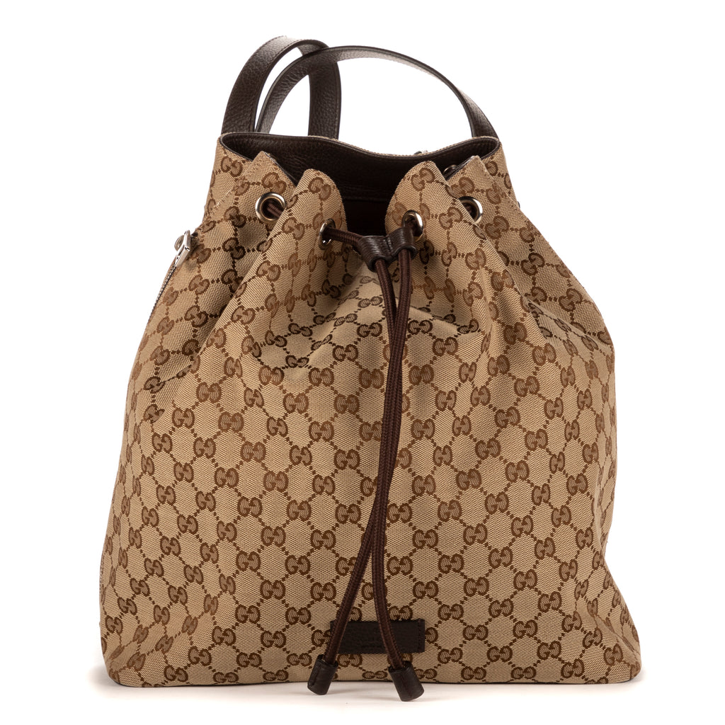 Backpack Bucket back Beige Monogrammed Canvas