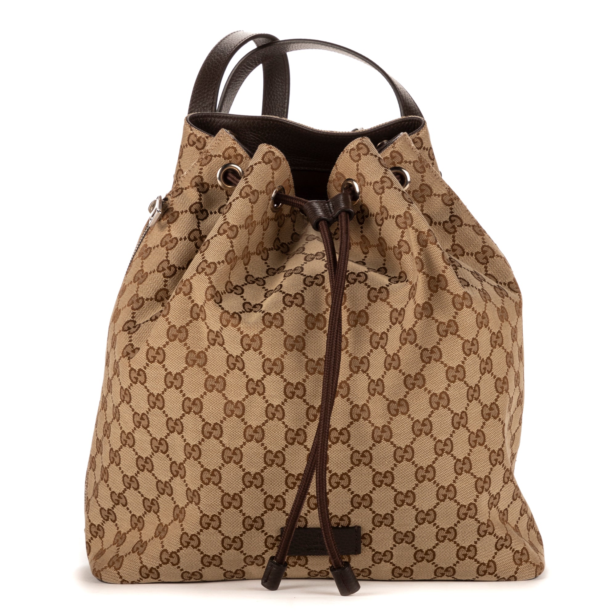Backpack Bucket back Beige Monogrammed Canvas