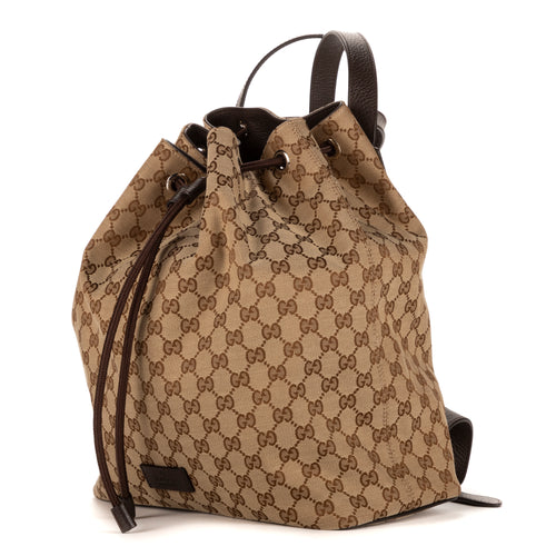 Backpack Bucket back Beige Monogrammed Canvas