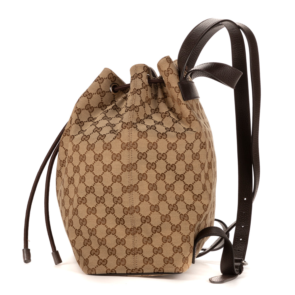 Backpack Bucket back Beige Monogrammed Canvas