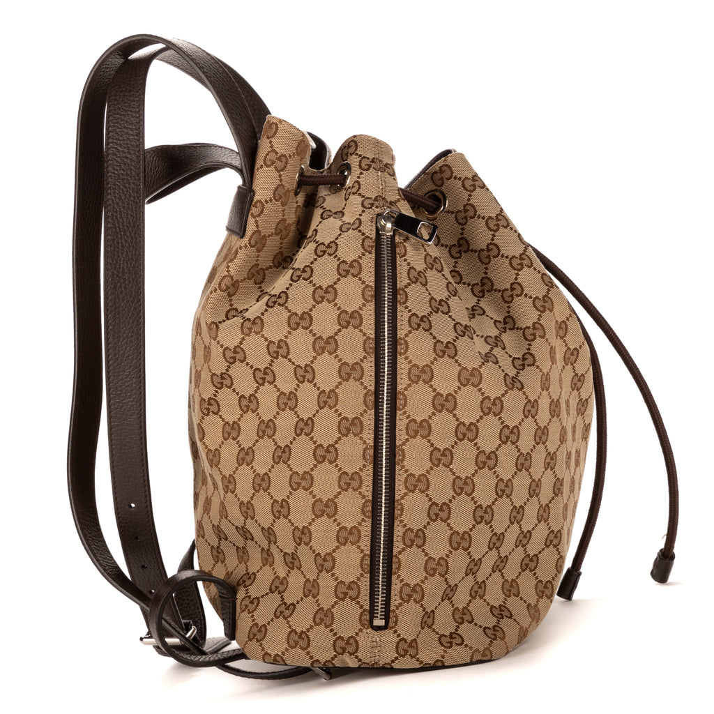 Backpack Bucket back Beige Monogrammed Canvas