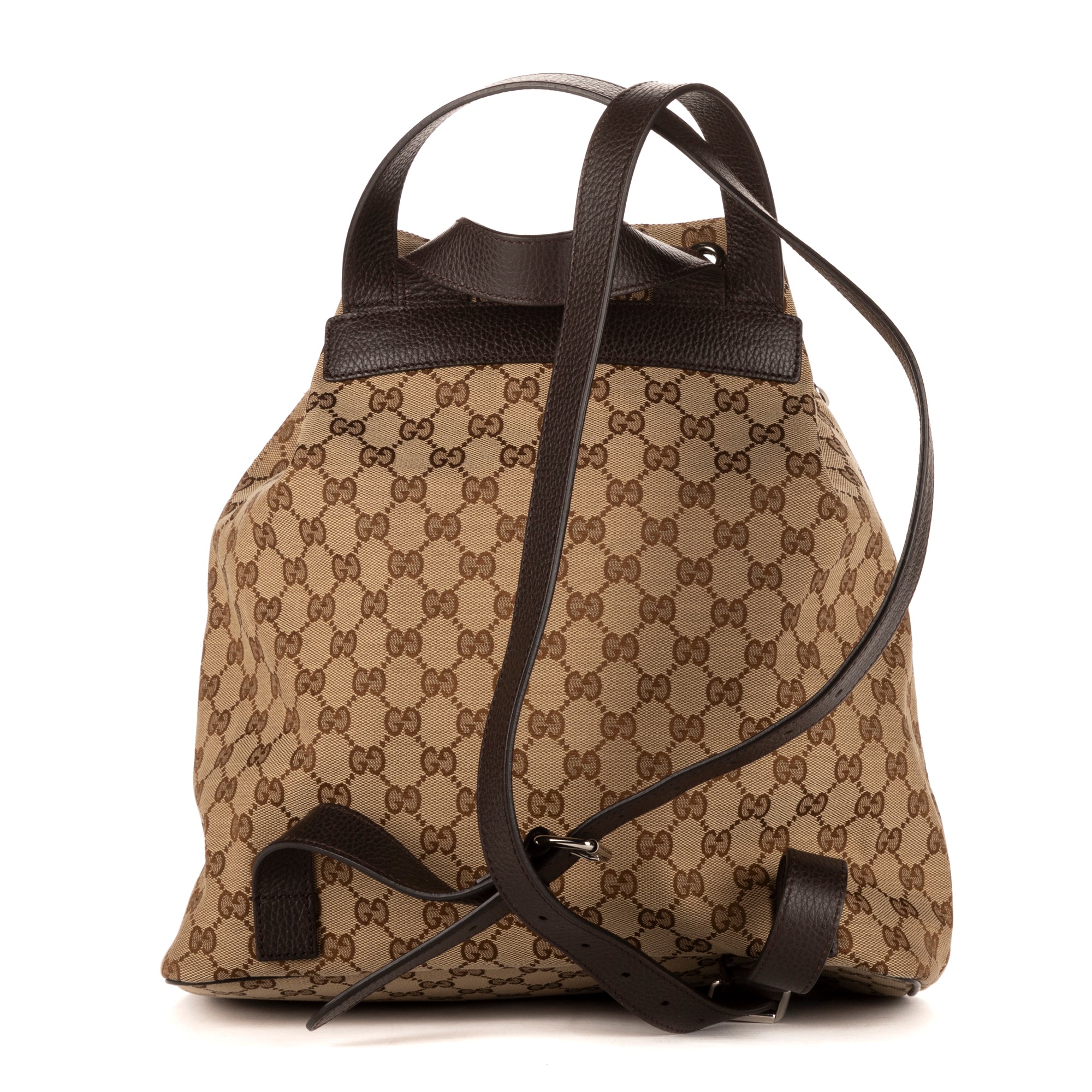 Backpack Bucket back Beige Monogrammed Canvas