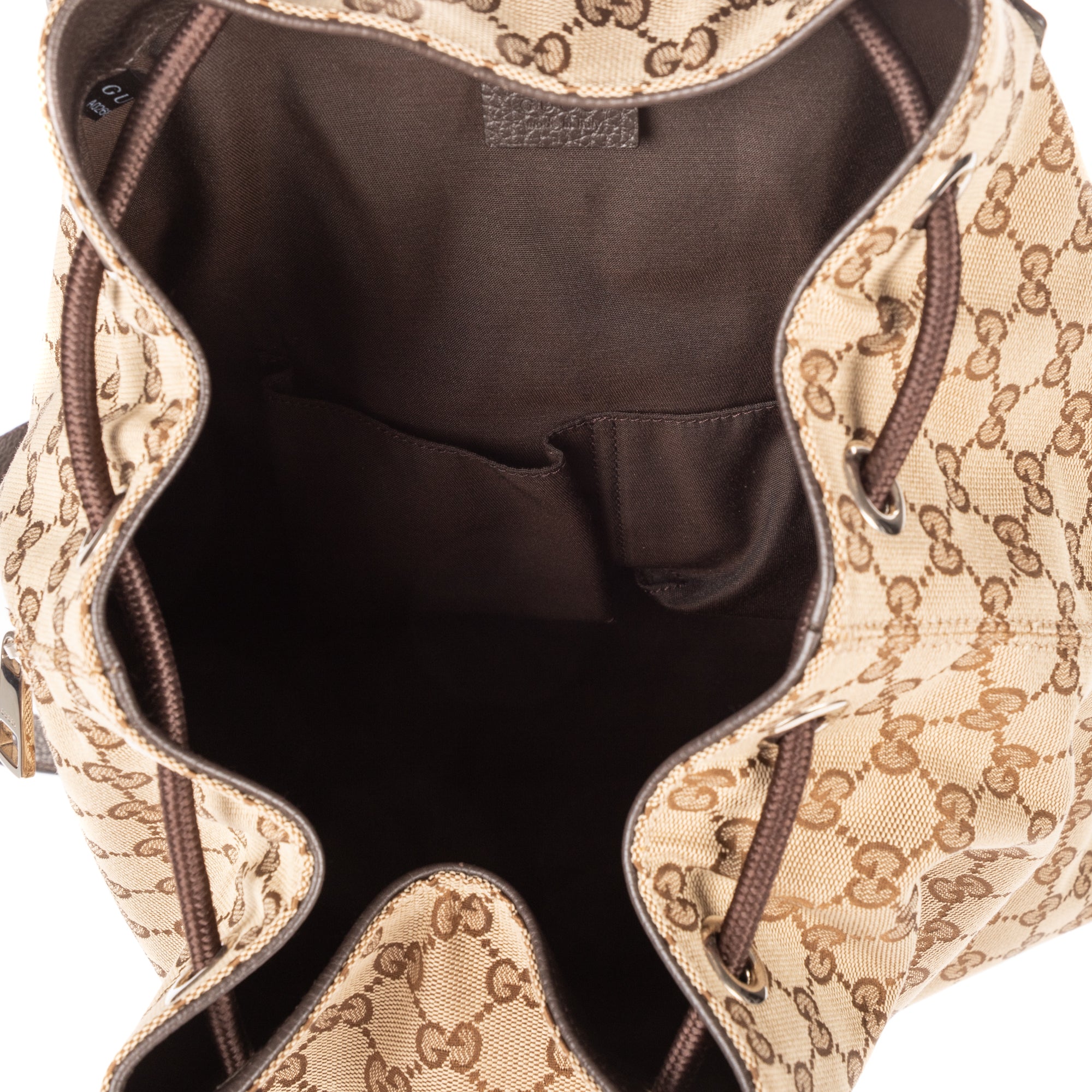 Backpack Bucket back Beige Monogrammed Canvas