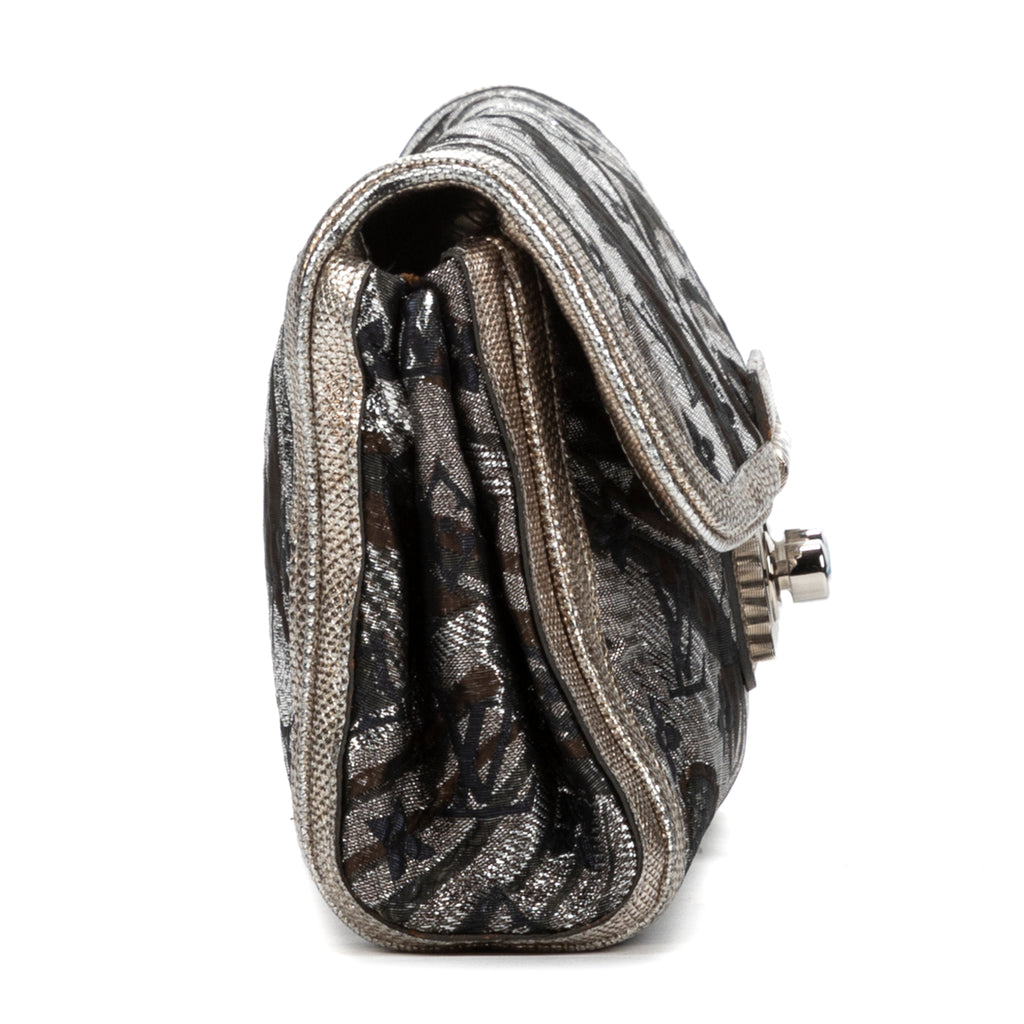 Pochette Thalie noire matelassée en toile brodée édition limitée