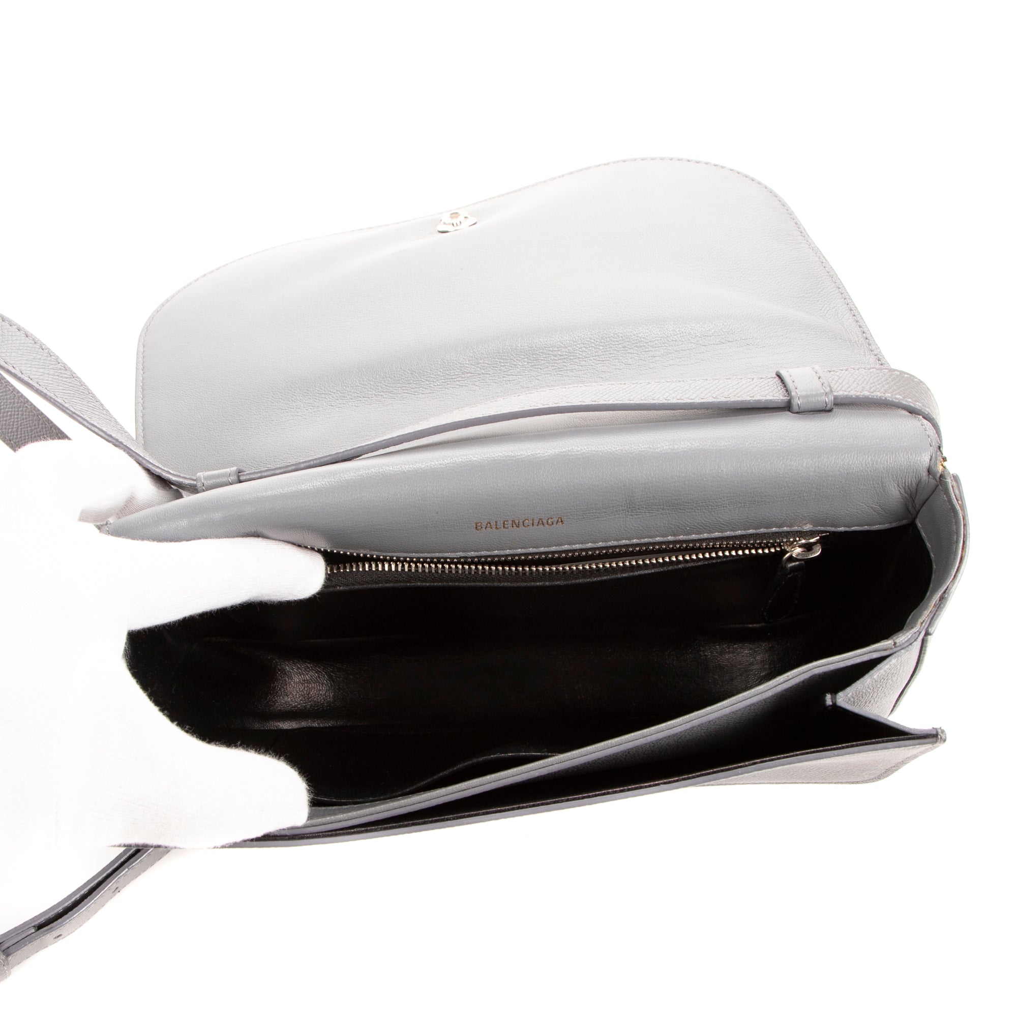 Sac Bandoulière Ville Day Flap Crossbody Cuir de Veau Gris