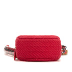 Bolso de Hombro Redondo Cadena Bandolera Tweed Rosa Acolchado Lona