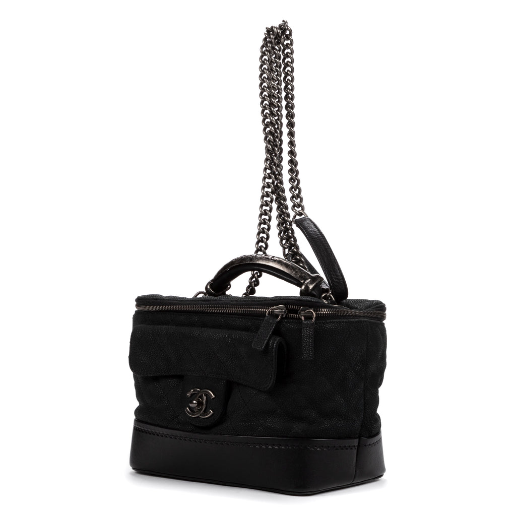Handbag Vanity case Round Black Caviar Leather