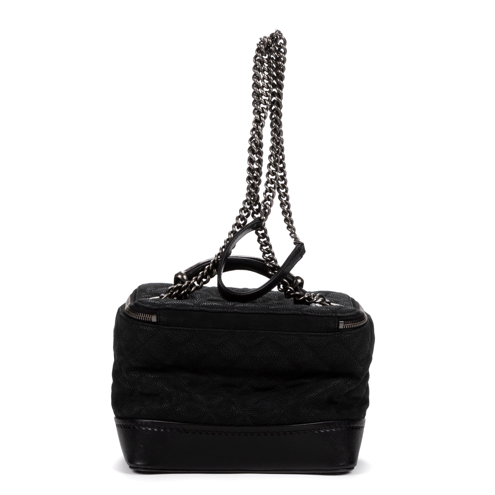 Handbag Vanity case Round Black Caviar Leather