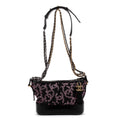 Sac bandoulière Gabrielle Paillettes Toile sequins noire/Cuir de veau
