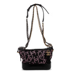 Sac bandoulière Gabrielle Paillettes Toile sequins noire/Cuir de veau