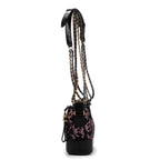 Sac bandoulière Gabrielle Paillettes Toile sequins noire/Cuir de veau