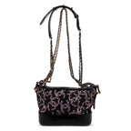 Sac bandoulière Gabrielle Paillettes Toile sequins noire/Cuir de veau