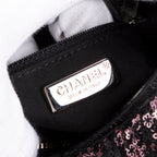 Sac bandoulière Gabrielle Paillettes Toile sequins noire/Cuir de veau
