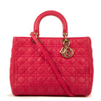 Handbag Large Lady Dior Zip GM Pink Calfskin Leather