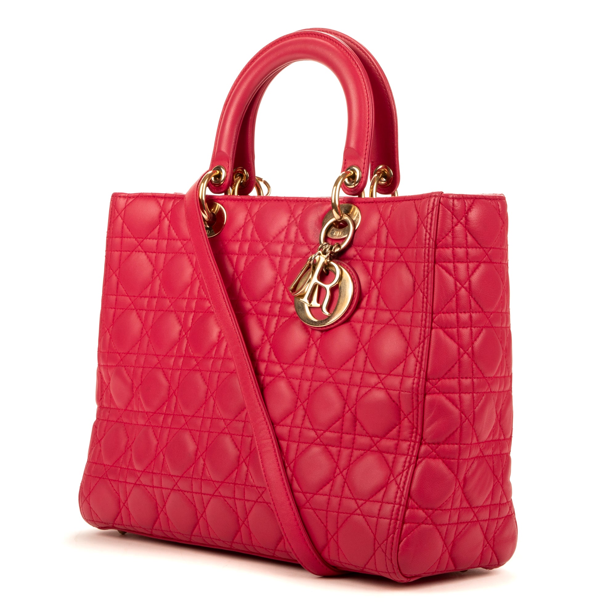 Handbag Large Lady Dior Zip GM Pink Calfskin Leather