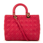 Handbag Large Lady Dior Zip GM Pink Calfskin Leather