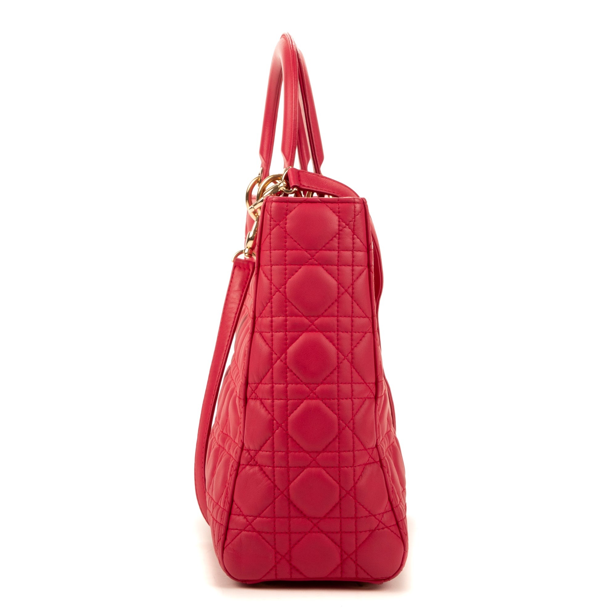 Handbag Large Lady Dior Zip GM Pink Calfskin Leather