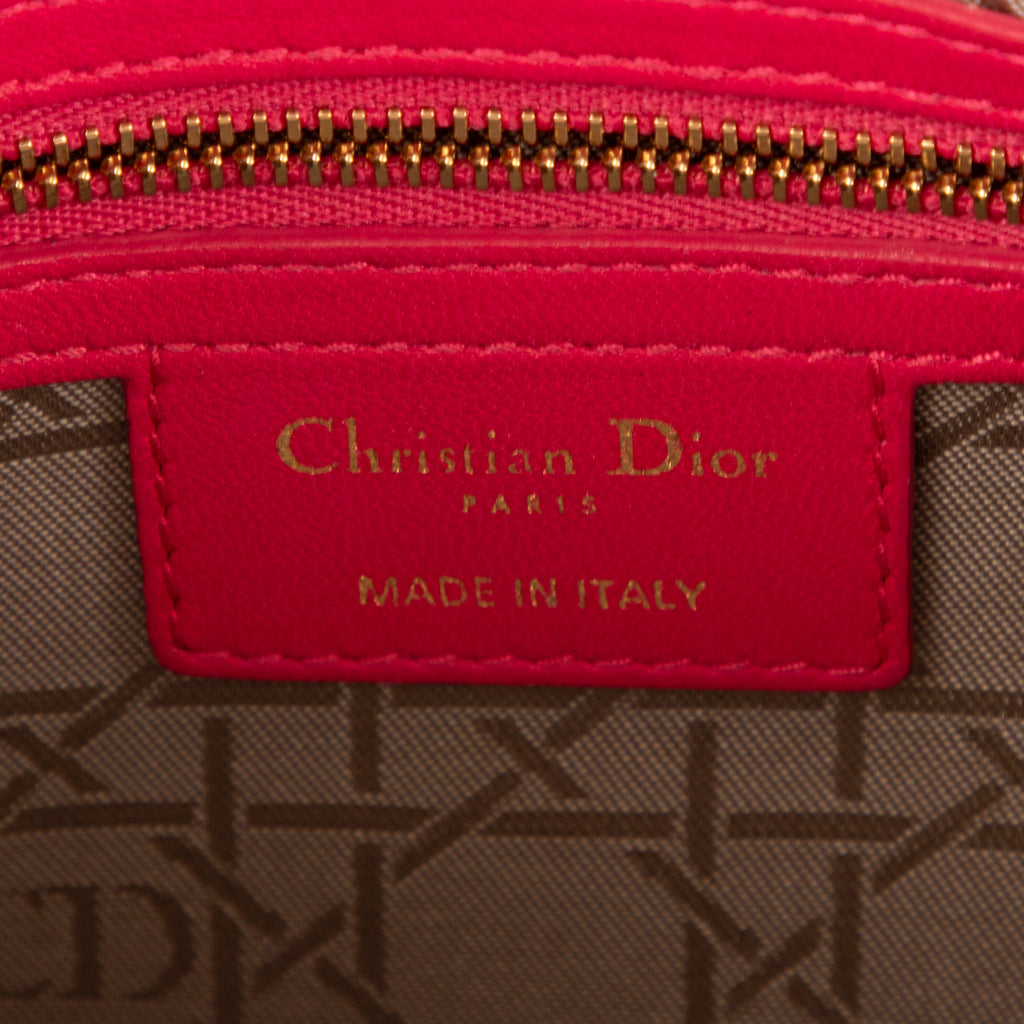 Handbag Large Lady Dior Zip GM Pink Calfskin Leather