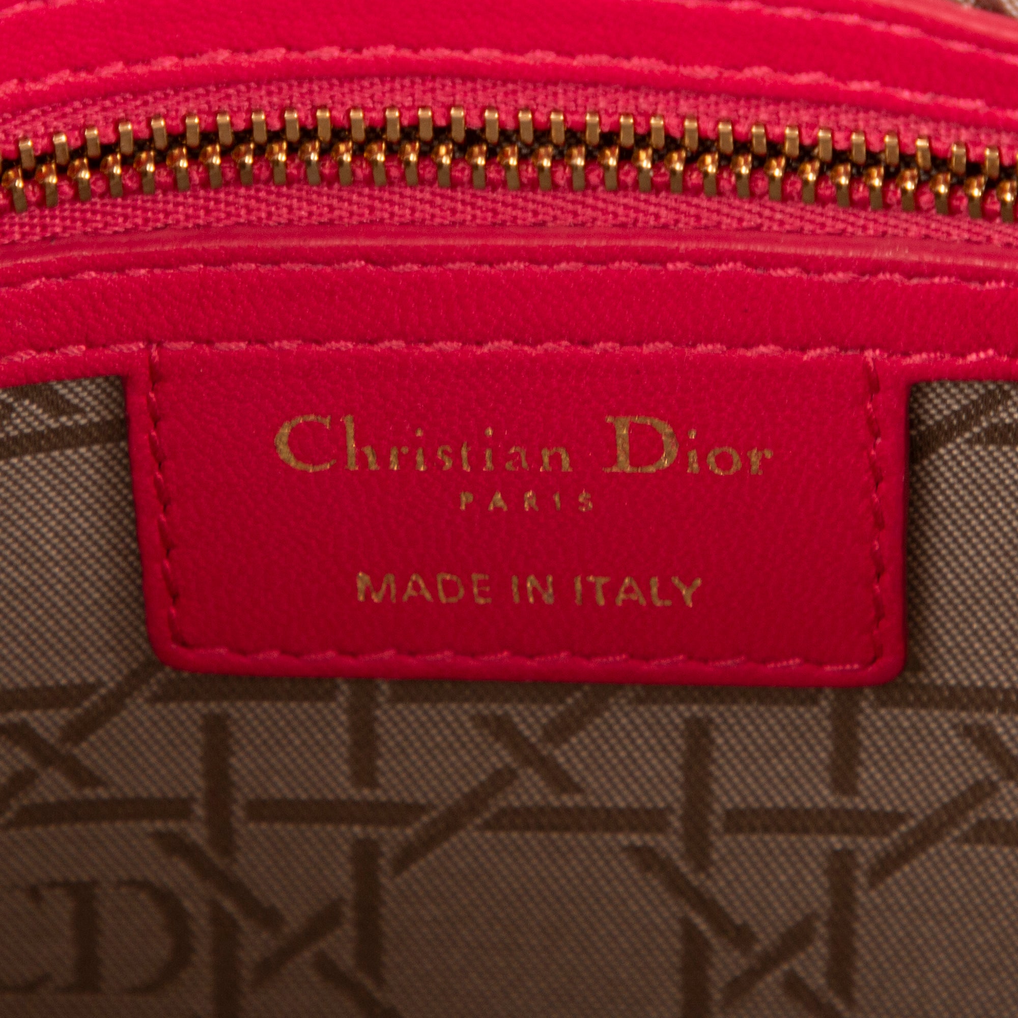 Handbag Large Lady Dior Zip GM Pink Calfskin Leather