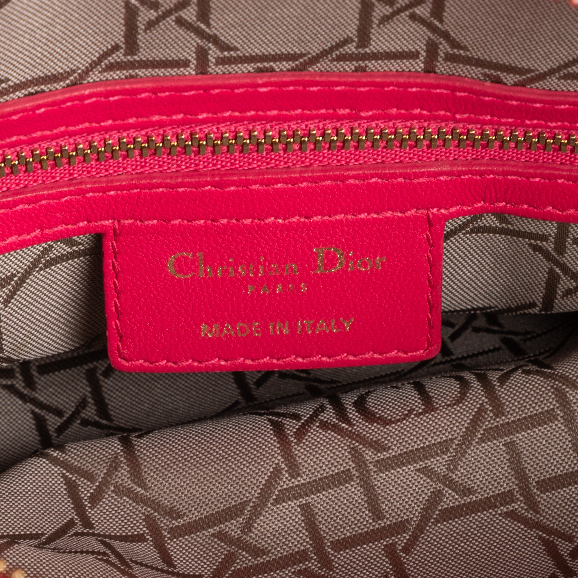 Handbag Large Lady Dior Zip GM Pink Calfskin Leather