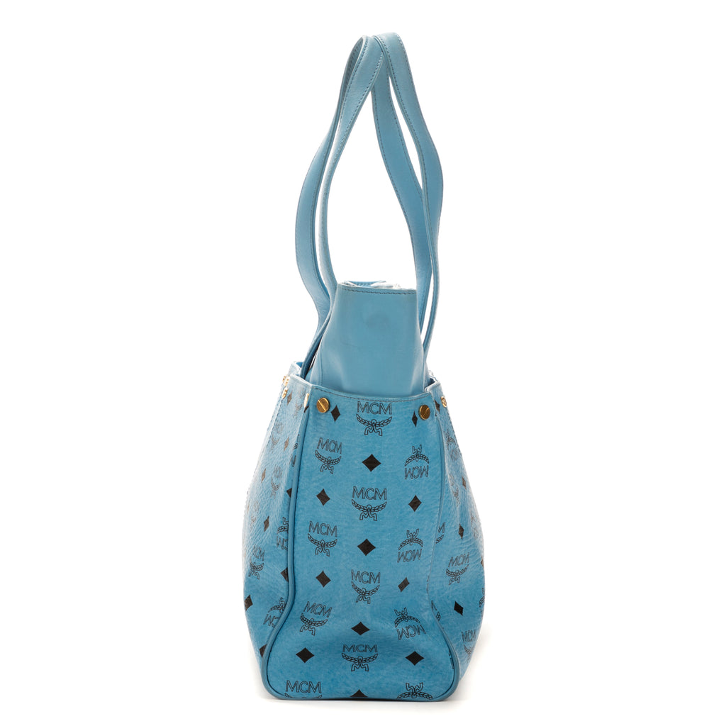 Bolso de hombro con cremallera en lona revestida Visetos azul