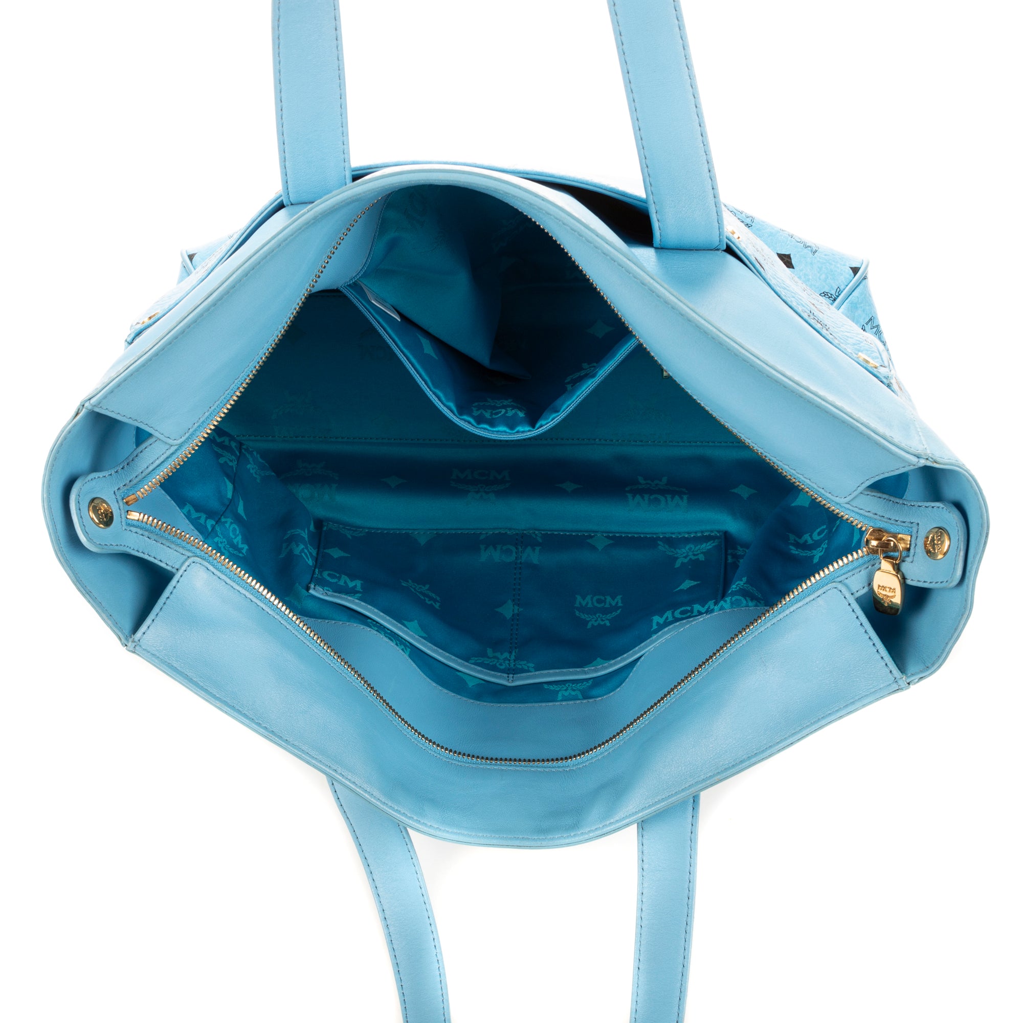 Bolso de hombro con cremallera en lona revestida Visetos azul